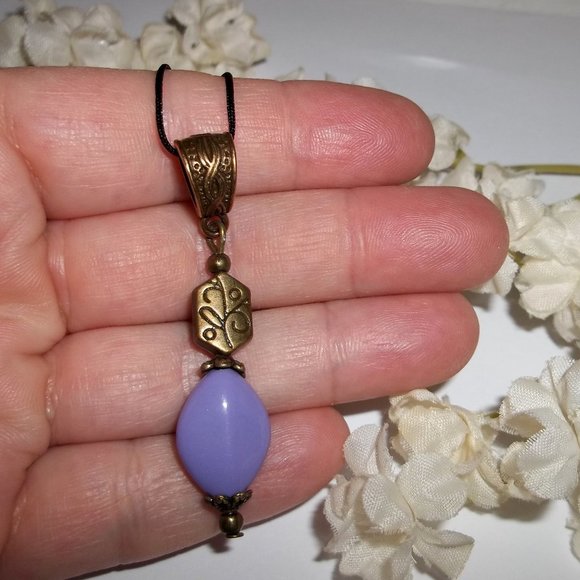 Purple & Copper Necklace Rustic Boho Handmade 5168 - Picture 6 of 8